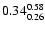 $ \rm0.34_{ 0.26}^{ 0.58}$