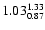 $ \rm 1.03_{ 0.87}^{ 1.33}$