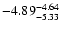 $ \rm -4.89_{ -5.33}^{ -4.64}$