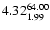 $ \rm 4.32_{ 1.99}^{ 64.00}$