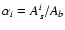 $\alpha_i=A^i_s/A_b$