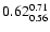 $ \rm0.62_{ 0.56}^{ 0.71}$