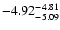 $ \rm -4.92_{ -5.09}^{ -4.81}$