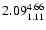 $ \rm 2.09_{ 1.11}^{ 4.66}$