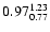 $ \rm0.97_{ 0.77}^{ 1.23}$