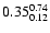 $ \rm0.35_{ 0.12}^{ 0.74}$