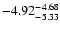 $ \rm -4.92_{ -5.33}^{ -4.68}$