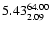 $ \rm 5.43_{ 2.09}^{ 64.00}$
