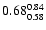 $ \rm0.68_{ 0.58}^{ 0.84}$