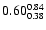 $ \rm0.60_{ 0.38}^{ 0.84}$