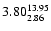 $ \rm 3.80_{ 2.86}^{ 13.95}$