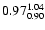 $ \rm0.97_{ 0.90}^{ 1.04}$