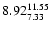 $ \rm 8.92_{ 7.33}^{ 11.55}$