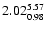 $ \rm 2.02_{ 0.98}^{ 5.57}$