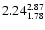 $ \rm 2.24_{ 1.78}^{ 2.87}$