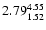 $ \rm 2.79_{ 1.52}^{ 4.55}$