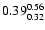 $ \rm0.39_{ 0.32}^{ 0.56}$