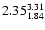 $ \rm 2.35_{ 1.84}^{ 3.31}$