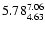 $ \rm 5.78_{ 4.63}^{ 7.06}$
