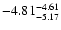 $ \rm -4.81_{ -5.17}^{ -4.61}$