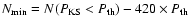 $N_{\rm min}= N(P_{\rm KS} <
P_{\rm th})-420\times P_{\rm th}$