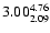 $ \rm 3.00_{ 2.09}^{ 4.76}$