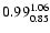 $ \rm0.99_{ 0.85}^{ 1.06}$