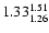 $ \rm 1.33_{ 1.26}^{ 1.51}$