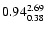 $ \rm0.94_{ 0.38}^{ 2.69}$
