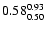 $\rm0.58^{0.93}_{0.50}$