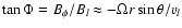 $\tan\Phi =B_\phi/B_l \approx -\Omega r\sin\theta/v_l$