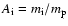 $A_{\rm i} = m_{\rm i}/m_{\rm p}$
