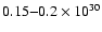 $0.15{-}0.2\times 10^{30}$