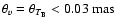 $\theta_{v} = \theta_{T_{\rm {B}}} < 0.03~\rm {mas}$