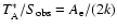 $T_{\rm A}^{*}/S_{\rm obs}=A_{\rm e}/(2 k)$