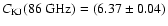 $C_{\rm {KJ}}(\rm {86~GHz})= (6.37\pm0.04)$