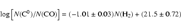 \begin{displaymath}\log\left[N({\rm C^0})/N({\rm CO})\right] = (-1.01\pm0.03) N({\rm
H}_2) + (21.5\pm0.72)
\end{displaymath}