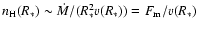$n_{\rm H}(R_*) \sim \dot{M}/(R_{*}^{2}v(R_*)) = F_{\rm m}/v(R_*)$