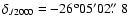 $\delta_{J2000}=-26^{\rm
o}05'02\hbox{$.\!\!^{\prime\prime}$ }8$