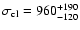 $\sigma_{\rm cl} =
960_{-120}^{+190}$