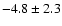 $-4.8\pm 2.3$