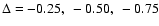 $\Delta = -0.25,~-0.50,~-0.75$