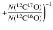 $\displaystyle \left. + \frac{N(^{12}{\rm C}^{17}{\rm O})}{N(^{12}{\rm C}^{16}{\rm O})}\right)^{-1}$