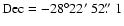 ${\rm Dec}=-28^{\circ} 22\hbox{$^\prime$ }52\hbox{$.\!\!^{\prime\prime}$ }1$