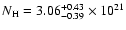 $N_{\rm H}=3.06_{-0.39}^{+0.43} \times 10^{21}$