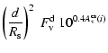 $\displaystyle \left(\frac{{d}}{{R}_{\rm s}}\right)^{2} \
{F}_{\rm v}^{\rm d} \
10^{0.4 {A}_{\rm v}^{\rm cs}(i)}$