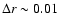 $\Delta r \sim0.01$