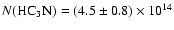 $N(\ensuremath{{\rm HC_3N}} ) = (4.5 \pm 0.8) \times 10^{14}$