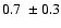 $0.7~\pm 0.3$