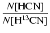 $\displaystyle \frac{N[\ensuremath{{\rm HCN}} ]}{N[\ensuremath{{\rm H^{13}CN}} ]}$
